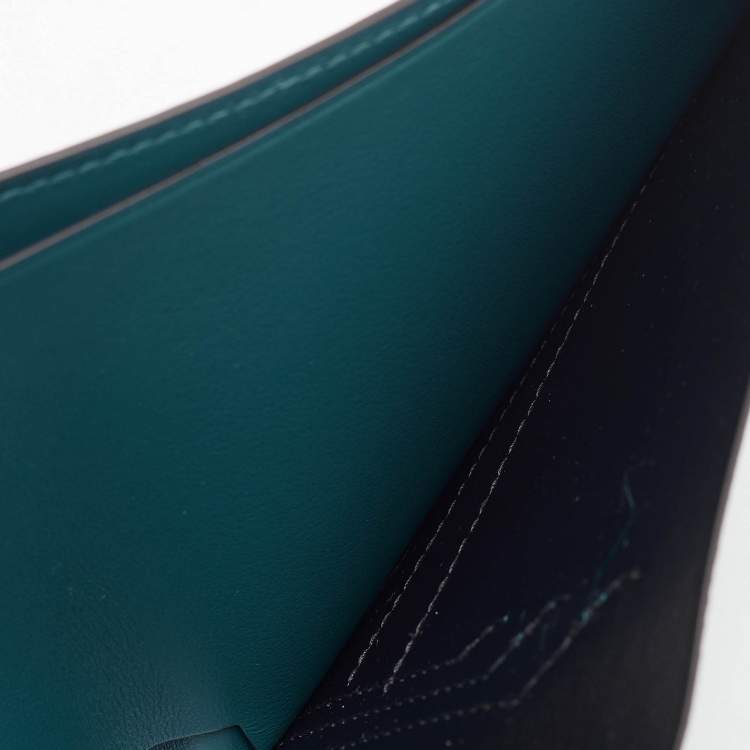 Pre Owned Cartier Turquoise Blue Leather Must De Cartier Marquetery Bifold Wallet