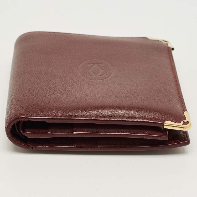 Pre Owned Cartier Red Leather Must de Cartier Bifold Wallet