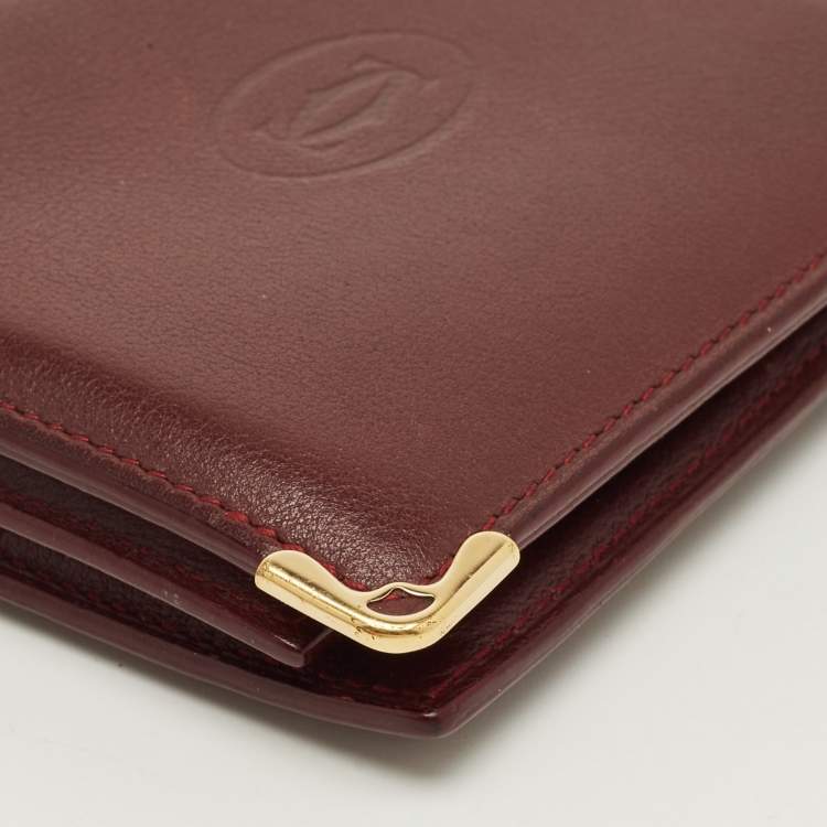 Pre Owned Cartier Red Leather Must de Cartier Bifold Wallet
