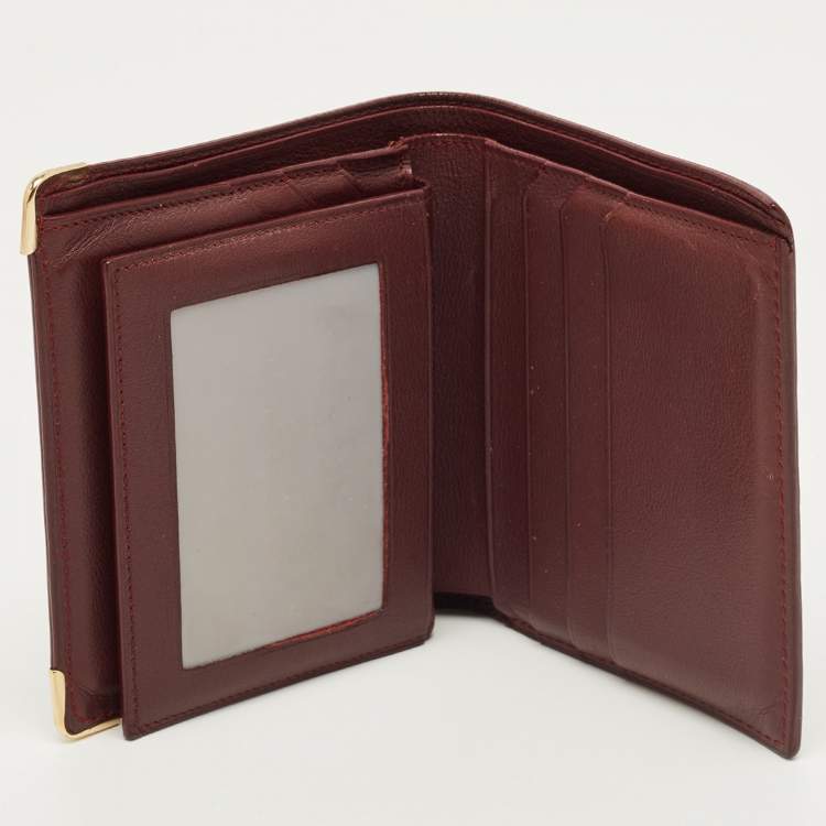 Pre Owned Cartier Red Leather Must de Cartier Bifold Wallet