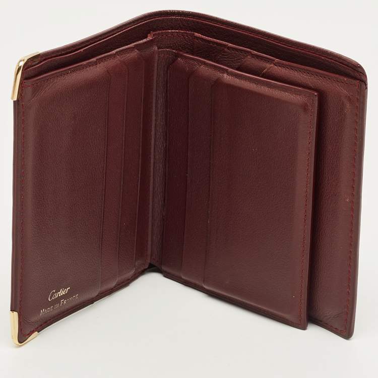 Pre Owned Cartier Red Leather Must de Cartier Bifold Wallet