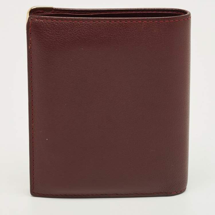 Pre Owned Cartier Red Leather Must de Cartier Bifold Wallet