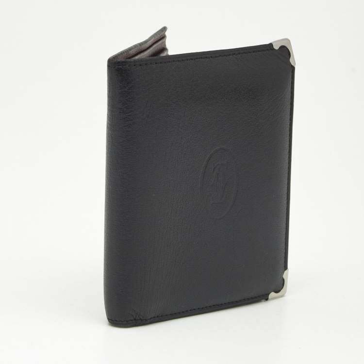 Pre Owned Cartier Black Leather Must de Cartier Bifold Wallet