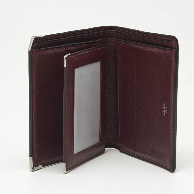 Pre Owned Cartier Black Leather Must de Cartier Bifold Wallet