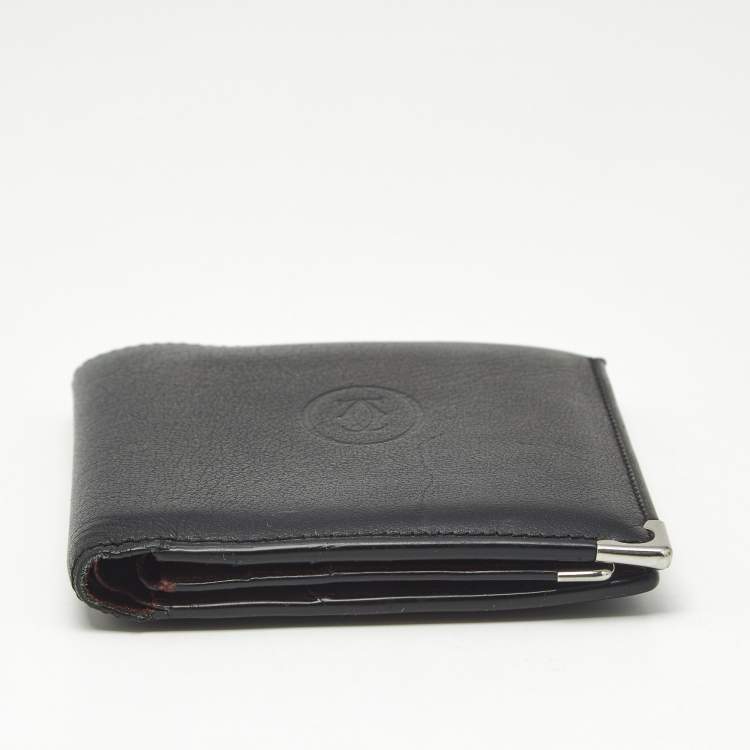 Pre Owned Cartier Black Leather Must de Cartier Bifold Wallet