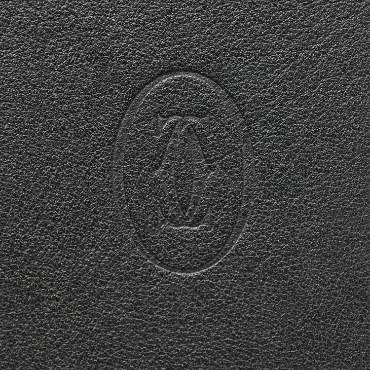 Pre Owned Cartier Black Leather Must de Cartier Bifold Wallet
