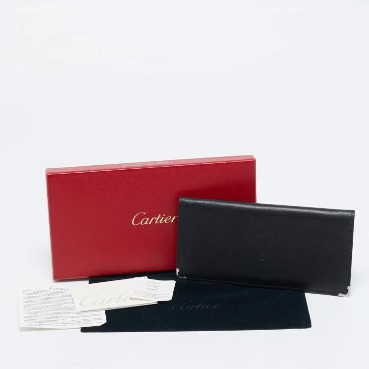 Pre Owned Cartier Black Leather Le Must De Cartier Long Wallet