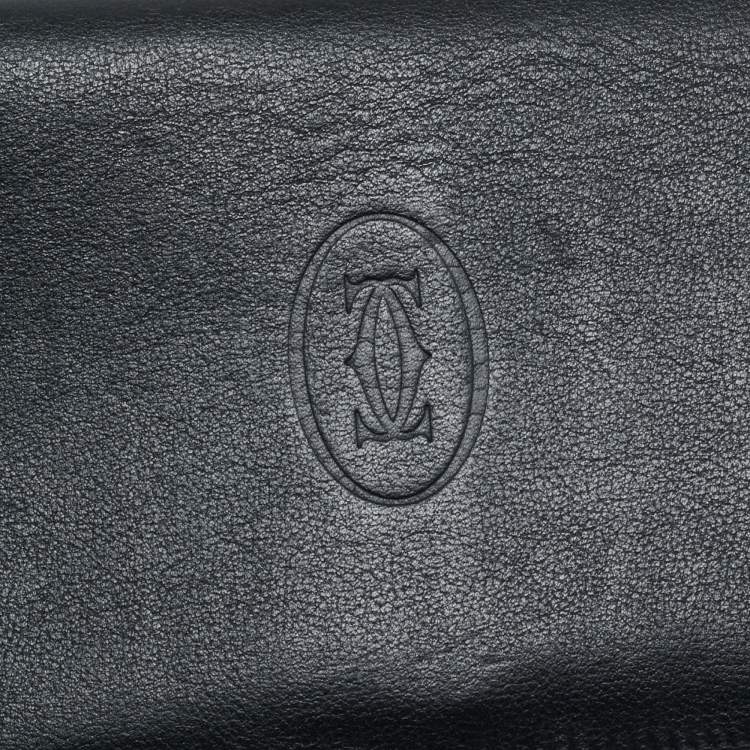 Pre Owned Cartier Black Leather Le Must De Cartier Long Wallet