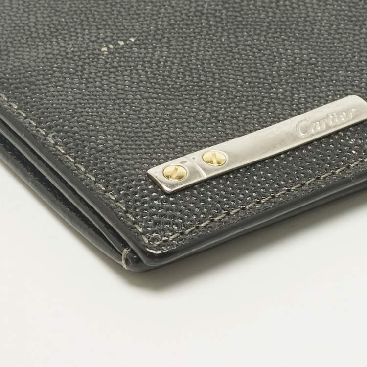 مملوكة مسبقًا Cartier Black Leather Santos de Cartier Bifold Wallet