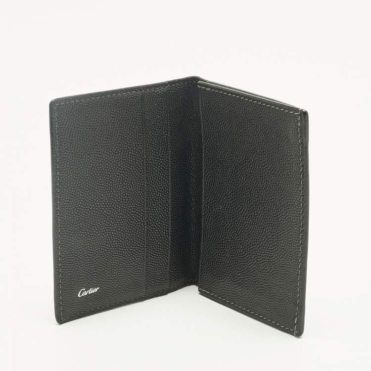 مملوكة مسبقًا Cartier Black Leather Santos de Cartier Bifold Wallet