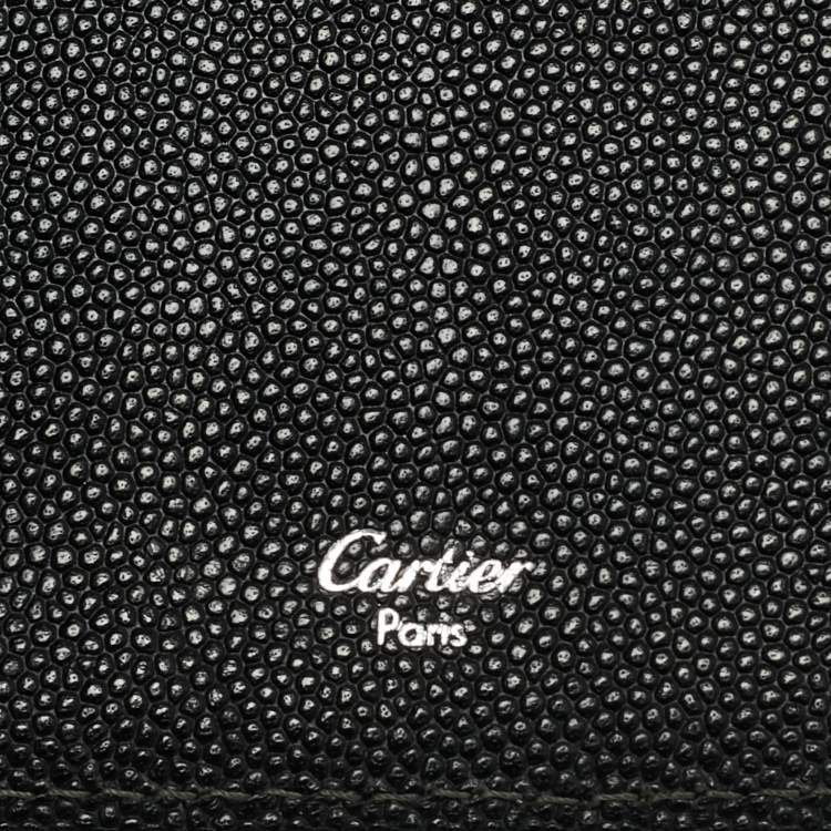 Pre Owned Cartier Black Leather Santos de Cartier Long Wallet