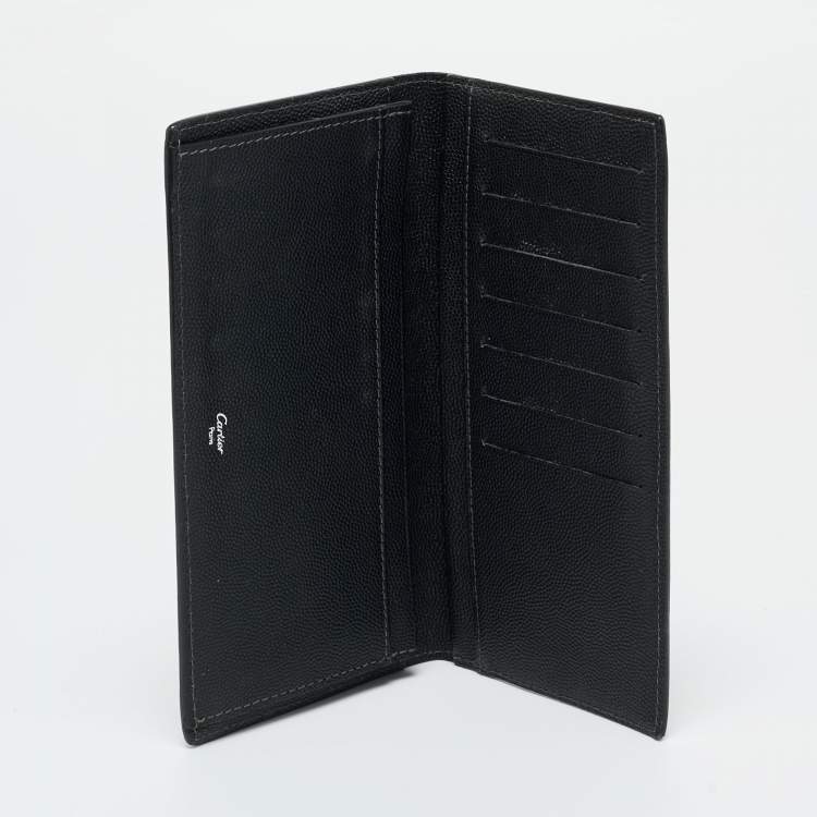Pre Owned Cartier Black Leather Santos de Cartier Long Wallet