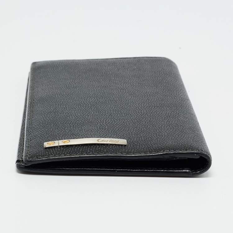 Pre Owned Cartier Black Leather Santos de Cartier Long Wallet