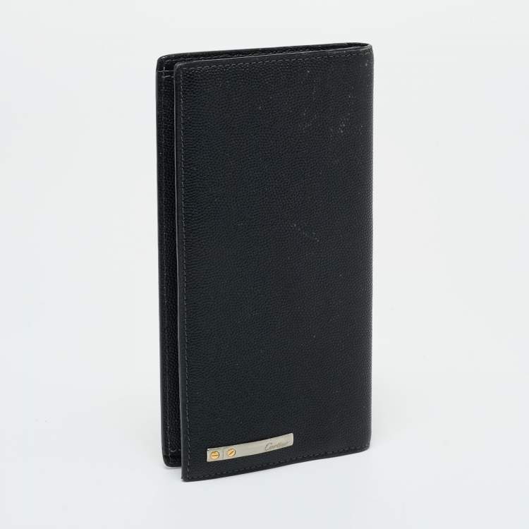 Pre Owned Cartier Black Leather Santos de Cartier Long Wallet