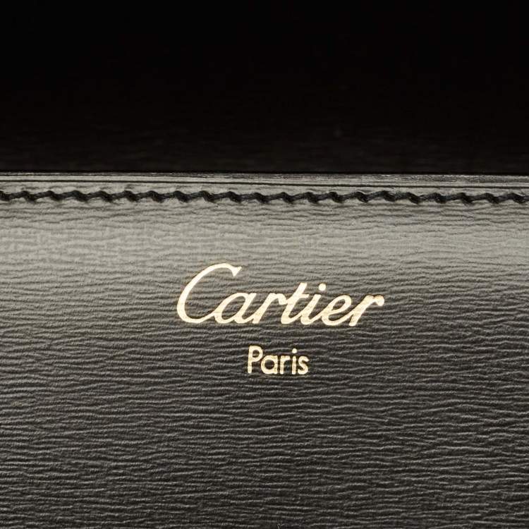 Pre Owned Cartier Pasha Black Leather Briefcase Bag