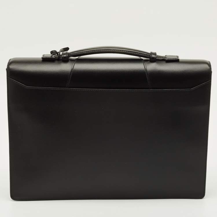 Pre Owned Cartier Pasha Black Leather Briefcase Bag