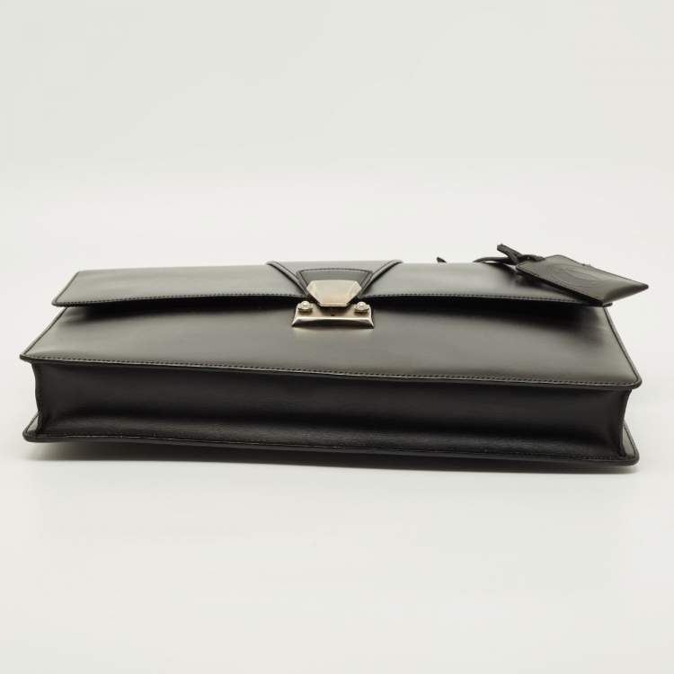 Pre Owned Cartier Pasha Black Leather Briefcase Bag