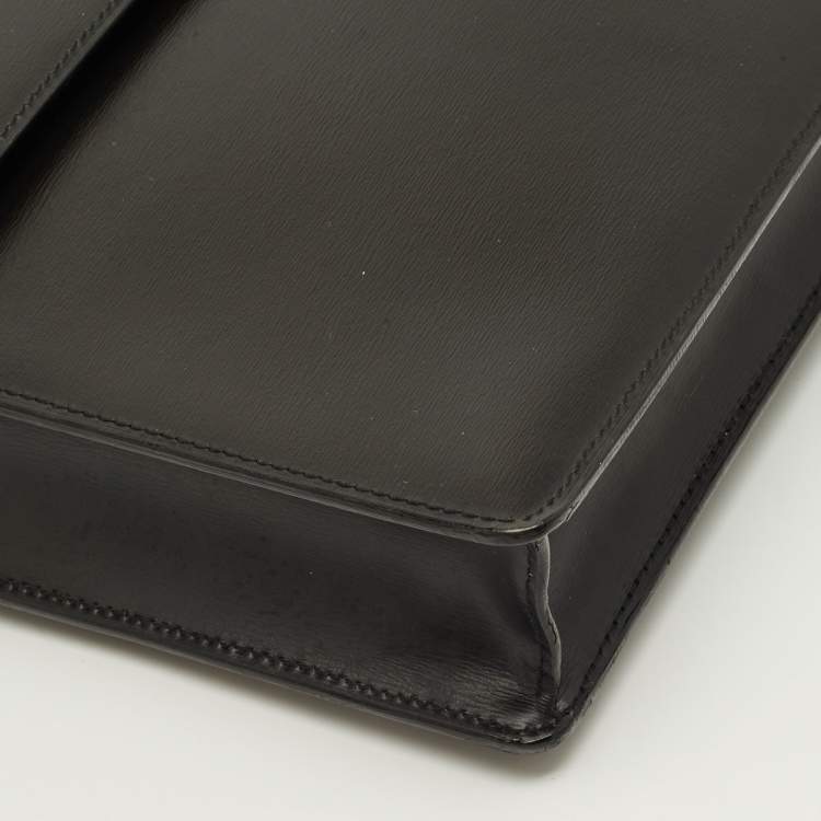 Pre Owned Cartier Pasha Black Leather Briefcase Bag