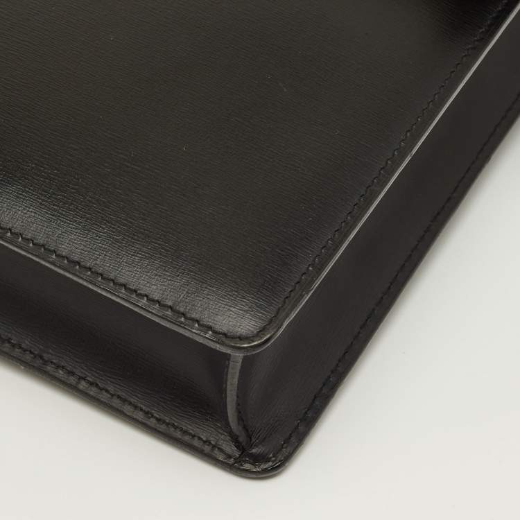 Pre Owned Cartier Pasha Black Leather Briefcase Bag