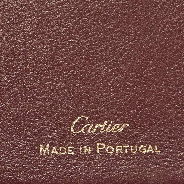 Pre Owned Cartier Must de Cartier Burgundy Leather Bifold Wallet 