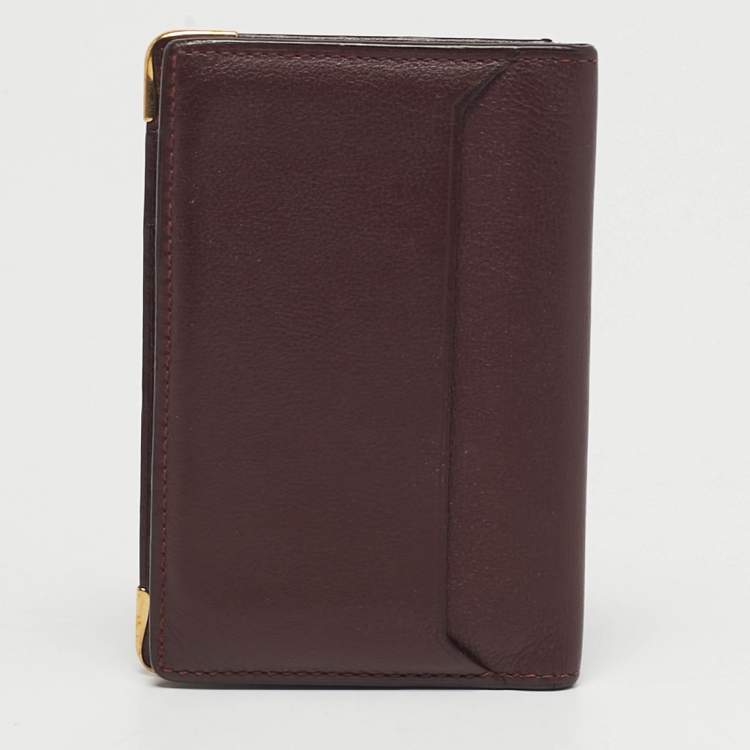 Pre Owned Cartier Must de Cartier Burgundy Leather Bifold Wallet 