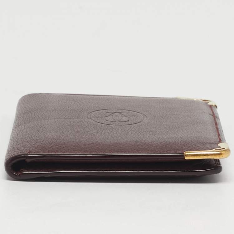 Pre Owned Cartier Must de Cartier Burgundy Leather Bifold Wallet 