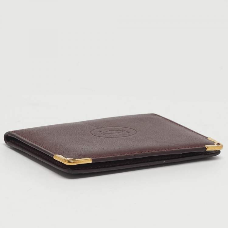 Pre Owned Cartier Must de Cartier Burgundy Leather Bifold Wallet 