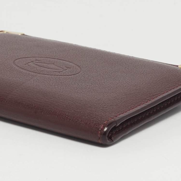 Pre Owned Cartier Must de Cartier Burgundy Leather Bifold Wallet 