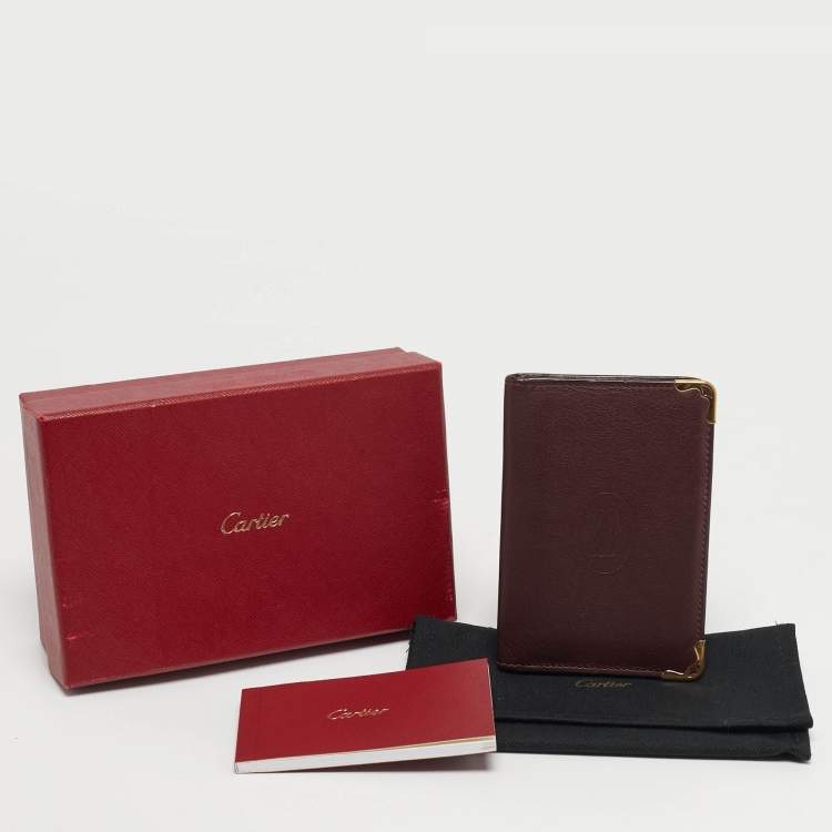 Pre Owned Cartier Must de Cartier Burgundy Leather Bifold Wallet 