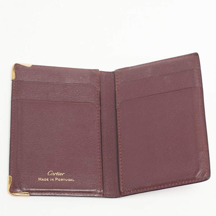Pre Owned Cartier Must de Cartier Burgundy Leather Bifold Wallet 