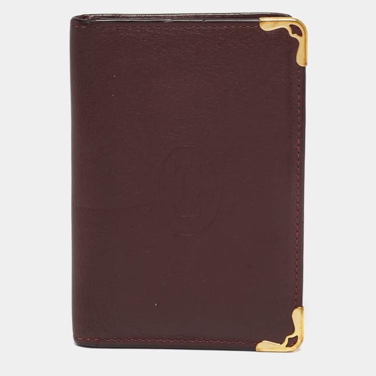 Pre Owned Cartier Must de Cartier Burgundy Leather Bifold Wallet 
