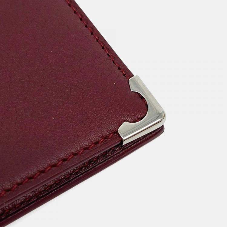 Pre Owned Cartier Burgundy Leather Cartier Half Wallet