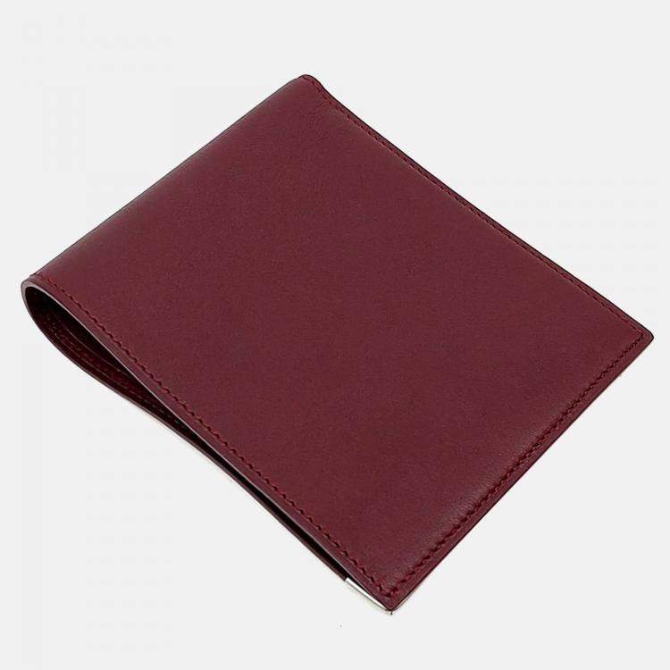 Pre Owned Cartier Burgundy Leather Cartier Half Wallet