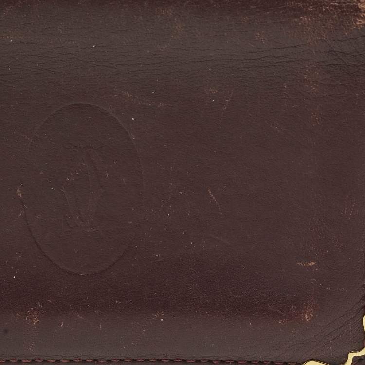 Pre Owned Cartier Must de Cartier Burgundy Leather Card Holder