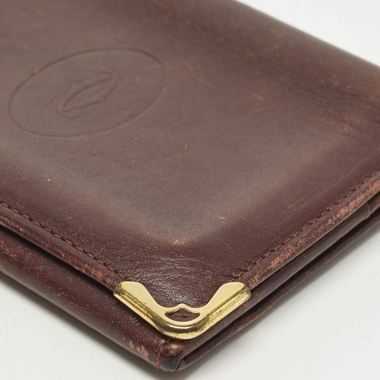 Pre Owned Cartier Must de Cartier Burgundy Leather Card Holder