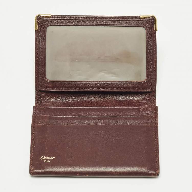 Pre Owned Cartier Must de Cartier Burgundy Leather Card Holder