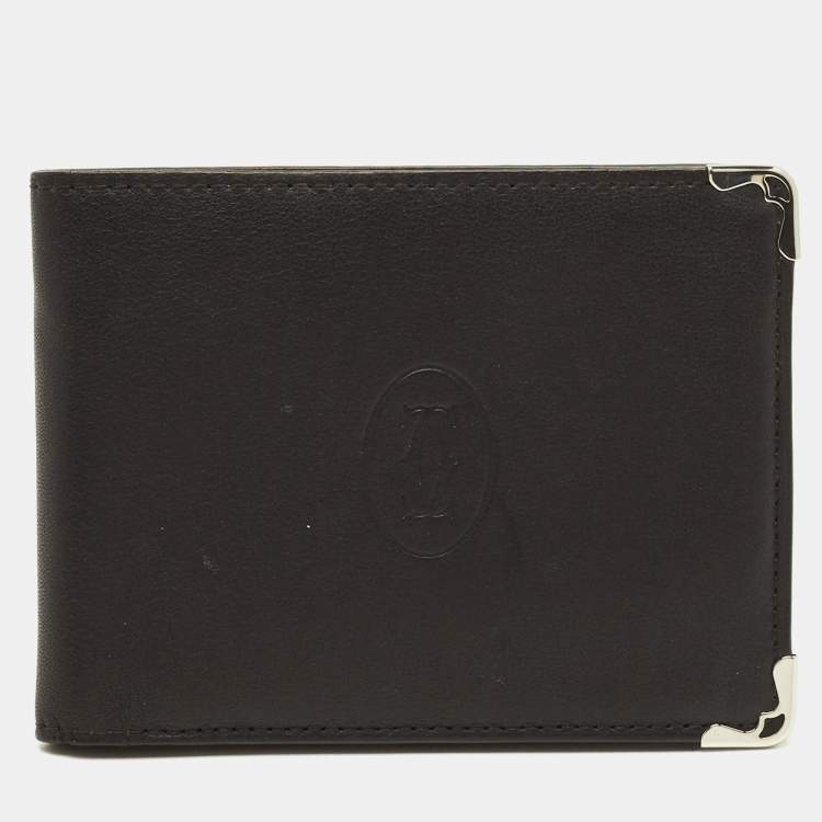 Pre Owned Cartier Must de Cartier Black Leather Bifold Wallet
