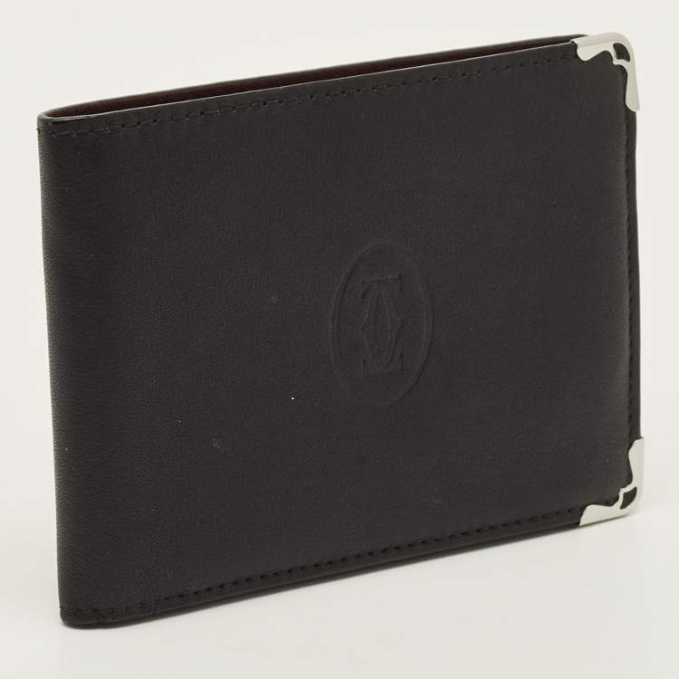 Pre Owned Cartier Must de Cartier Black Leather Bifold Wallet