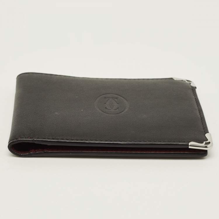 Pre Owned Cartier Must de Cartier Black Leather Bifold Wallet