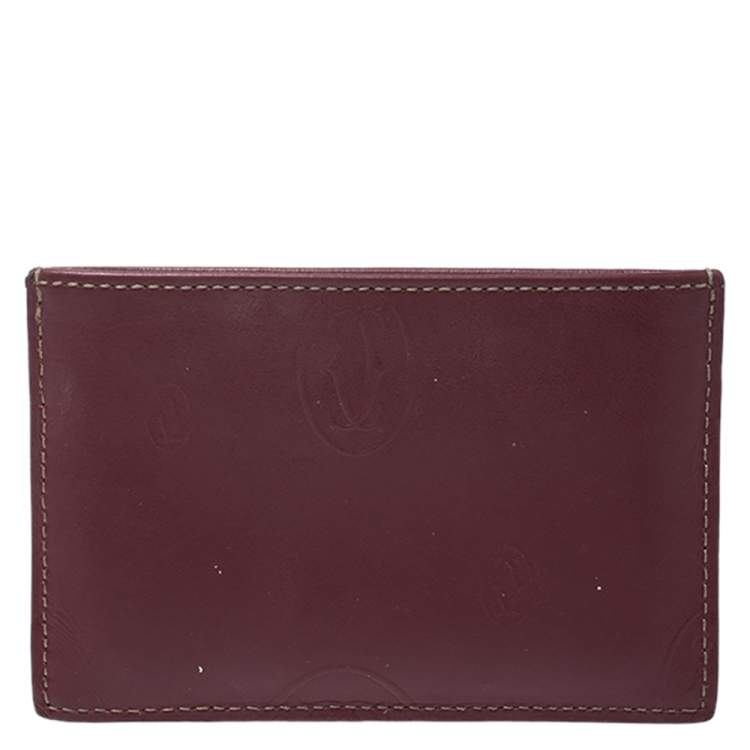 Pre Owned Cartier Burgundy Leather Card Holder