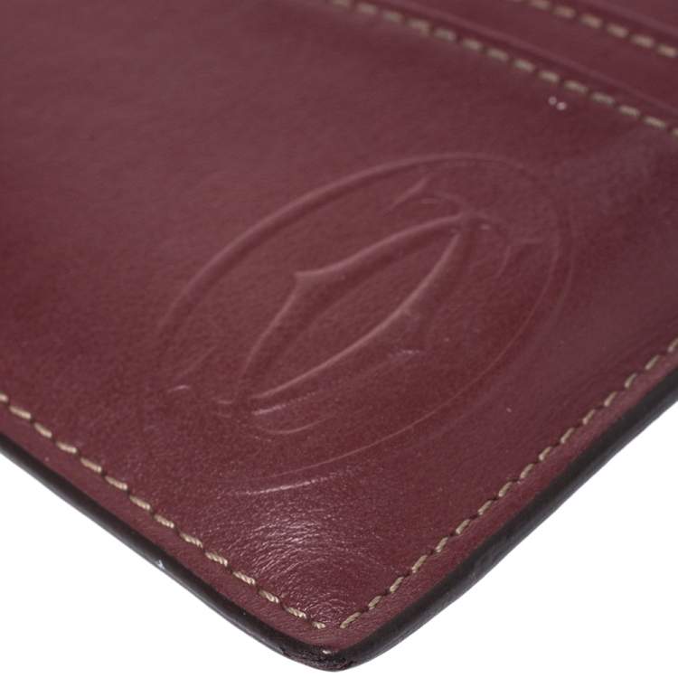 Pre Owned Cartier Burgundy Leather Card Holder