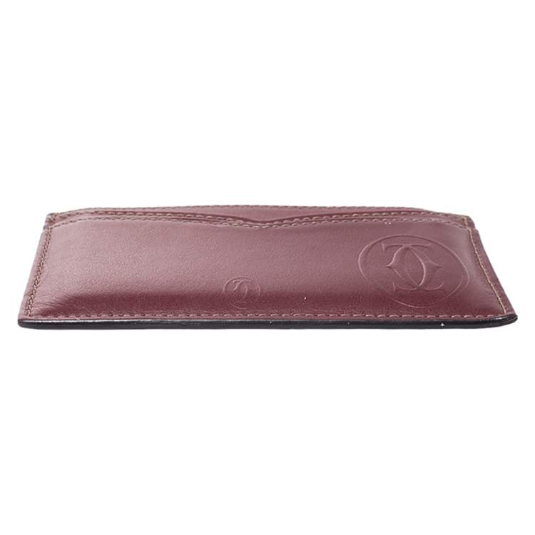 Pre Owned Cartier Burgundy Leather Card Holder