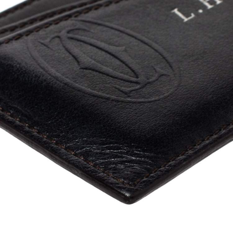 Pre Owned Cartier Black Leather Card Holder
