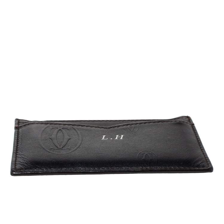 Pre Owned Cartier Black Leather Card Holder