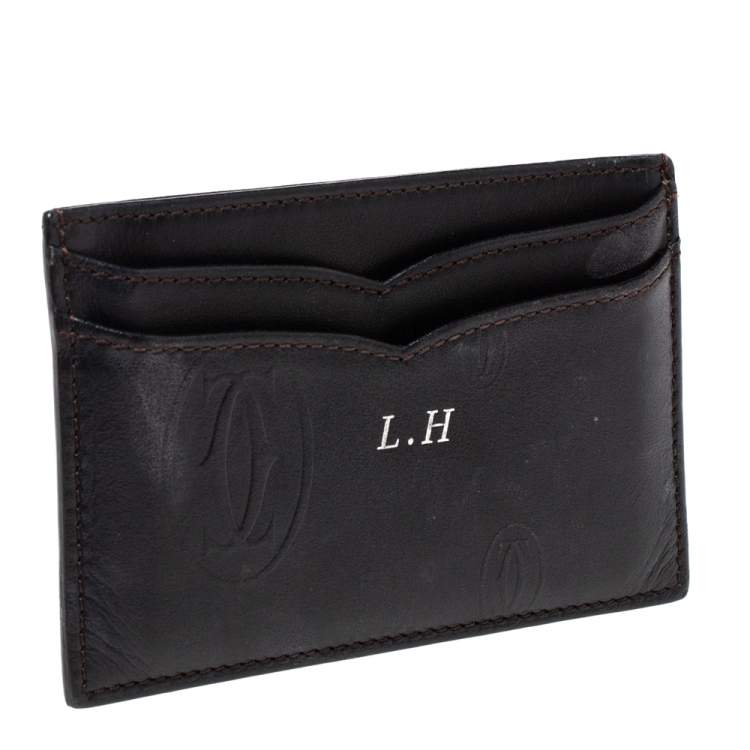 Pre Owned Cartier Black Leather Card Holder