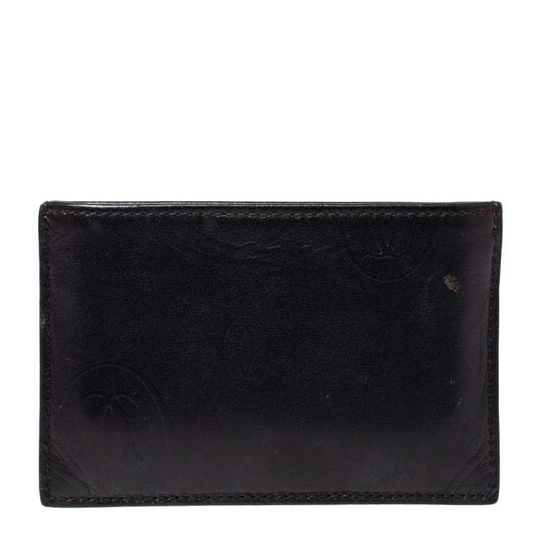 Pre Owned Cartier Black Leather Card Holder
