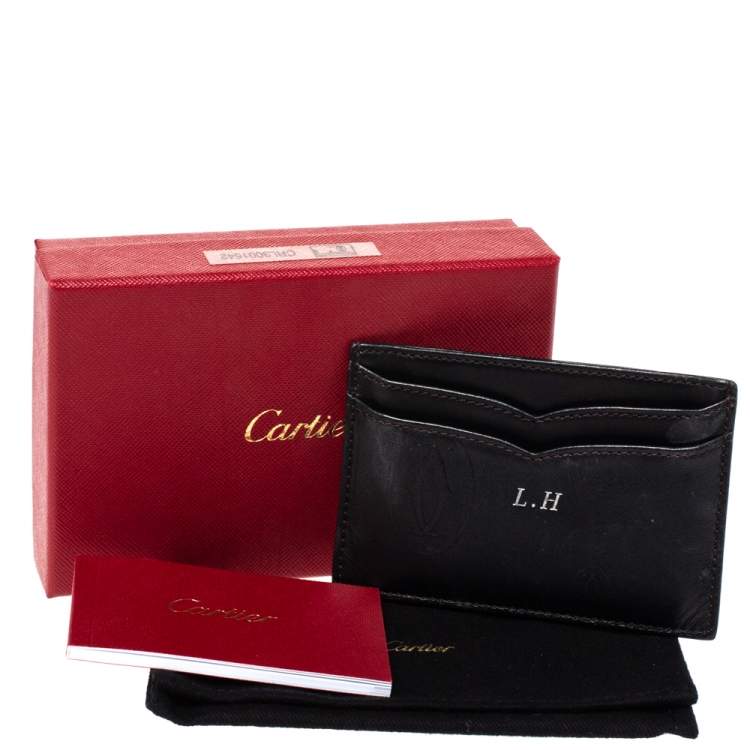 Pre Owned Cartier Black Leather Card Holder