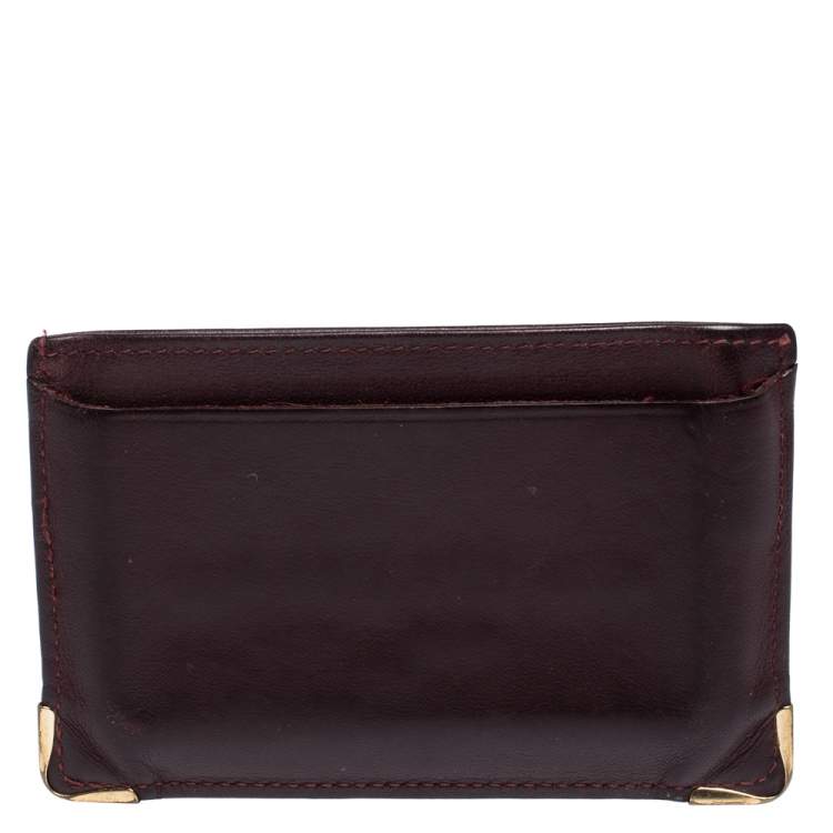Pre Owned Cartier Burgundy Leather Card Holder