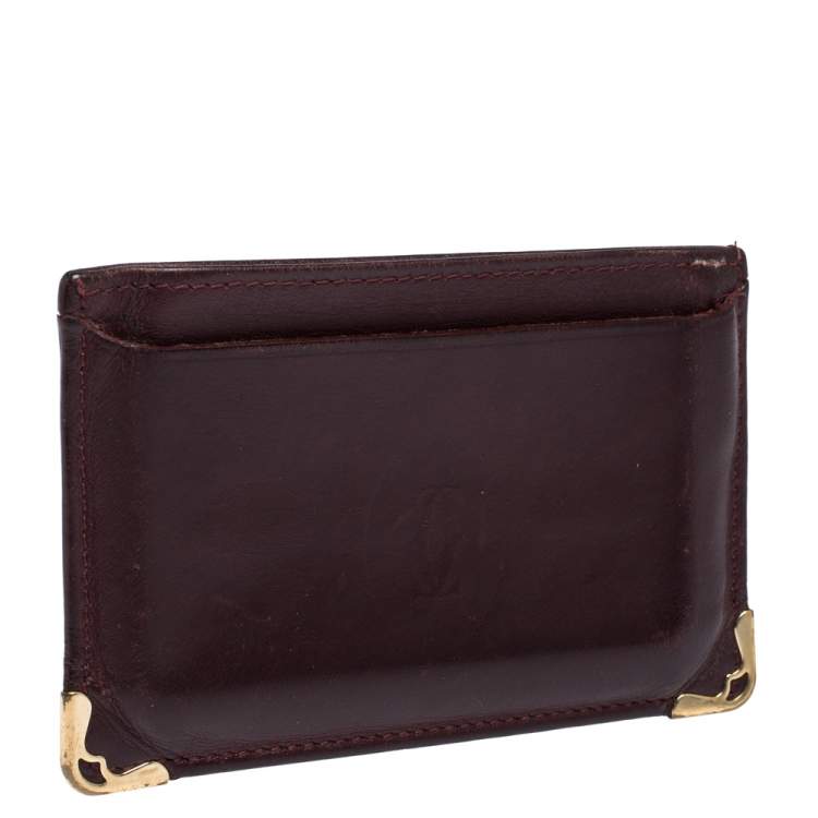 Pre Owned Cartier Burgundy Leather Card Holder