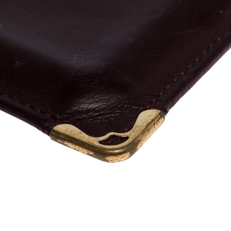 Pre Owned Cartier Burgundy Leather Card Holder